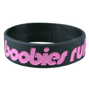  Boobies Rule!!! Black and Purple Bracelet: Jewelry