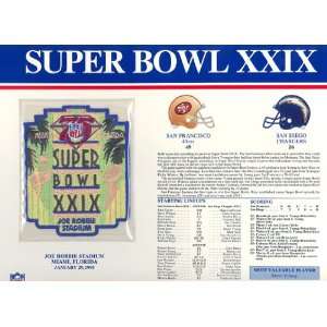  Super Bowl XXIX Patch and Game Details Card: Sports 