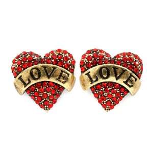  Rockabilly Red Heart Love Engraved Earrings Everything 