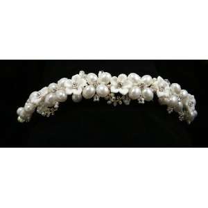   Handmade swarovski Crystal With Fresh Water Pearl Tiara 0135 Beauty