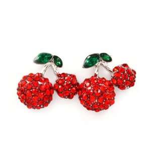  Pinup Girl Cherry Love Crystal Earrings 