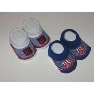 NEW YORK GIANTS 2 Pair Package Team Logo BABY BOOTIES (3 / 6 Months 