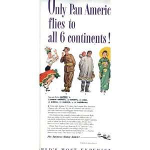  Pan American Flies to 6 Continents Magazine Ad 1950 