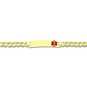  14k Gold Medical Id Bracelet W/ Curb Chain With Enamel 