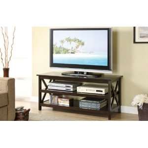  Media TV Stand X Design Sides in Cappuccino Finish