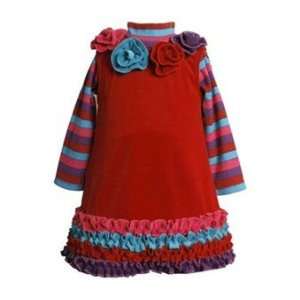  Red Rose Jumper with Color Stripes Size 2t   B26305 