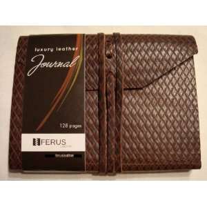   Luxury Leather Journal   WEAVE PRINT   FOREST BROWN: Office Products