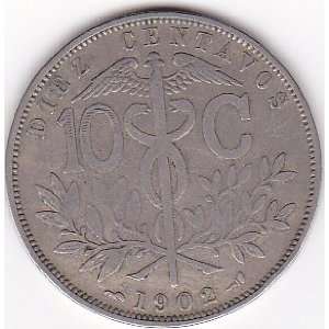  1902 Bolivia 10 Centavos Coin 