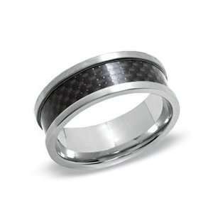   Steel Ring with Carbon Fiber Inlay   Size 10 PLATINUM MNS RGS: Jewelry