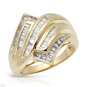 Ring With 0.55ctw Genuine Diamonds Well Made in Yellow Gold. Total 
