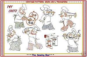 141 Chefs embroidery transfer pattern tea towel IRON ON  