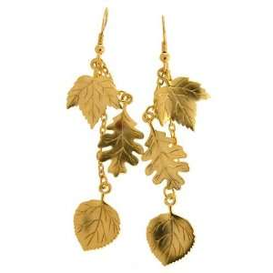  2.5 Three Leaf Earrings In Gold with Matte Finish: Cora 
