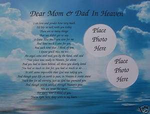 DEAR MOM & DAD IN HEAVEN POEM MEMORIAL VERSE IN MEMORY  