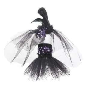  Pack of 4 Purple Sequined Black Witch Hat and Gown Wine 