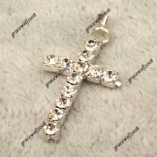2pcs Cross with Rhinestone Pendant Charms Jewelry Findings Fit 