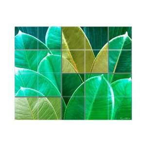 LMT Tile 1028 3618 Leaves Kitchen Mural, 36 Inch Wide by 18 Inch Tall 