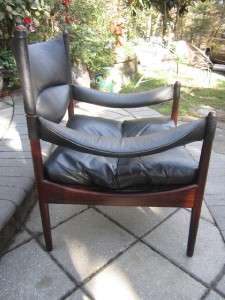 KRISTIAN VEDEL DANISH MOD ROSEWOOD MODUS LOUNGE CHAIR BLACK LEATHER 