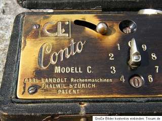   Antique Calculator Conto Carl Landolt Zurich 10 Digits 1920 not curta