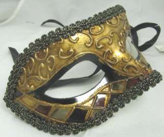 Mens Gold Black Venetian Mardi Gras Masquerade Mask  