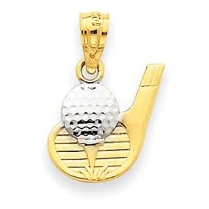   and Rhodium Golf Pendant   Measures 16.3x11.3mm   JewelryWeb Jewelry