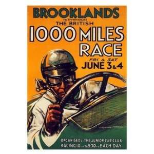  Retro Car Prints: Brooklands 1000 Mile Race   Motor Racing 