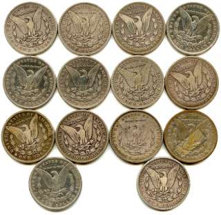 14 Mixed Date Morgan Silver Dollars   Good to Fine (0428)  
