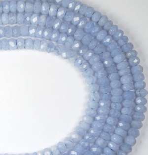 20 Natural Blue Lace Agate Facet 6x4mm Rondells CB 043  