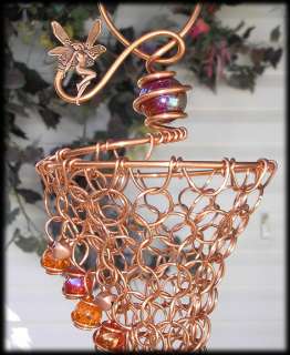 Medieval Chainmail Wind Chimes Copper Garden Original Glass Art Fairy 
