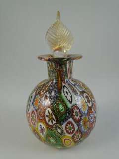Vintage Millefiori Murano Italy Art Glass Perfume Bottle Scent Gold 