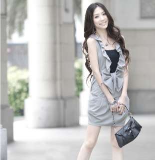   OL Career Stylish Korea Bowknot Sleeveless Mini Dresses 0923  