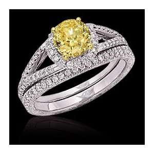  3.01 ct. yellow canary diamonds ring white gold 14K new 