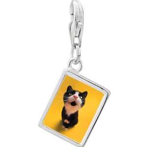 Pugster 925 Sterling Silver Cat Yawning Photo Lobster Clasp Pendant 