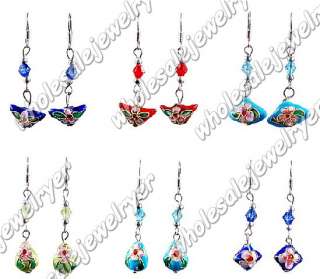 New style!36pair cloisonne&crystal 45cm dangle Earring  