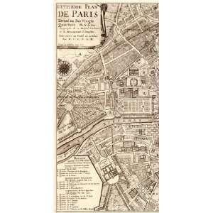  Plan de la Ville de Paris, 1715 Poster by N De fer (19.50 x 39.25 