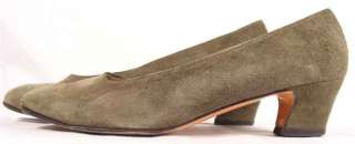 FERRAGAMO OLIVE SUEDE PLAIN PUMPS HEELS ITALY 6.5B Womens Shoes 