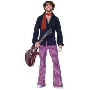  60s 70s Hippy Rock Star Male Fancy Dress 3 Pc Costume 
