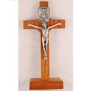  8 Walnut Standing Trinity Crucifix Décor Christian 