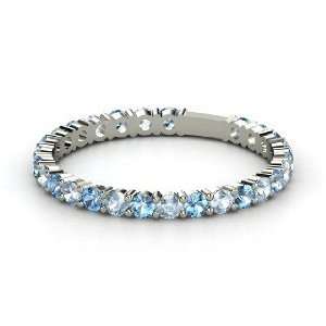  Rich & Thin Band, 14K White Gold Ring with Blue Topaz 