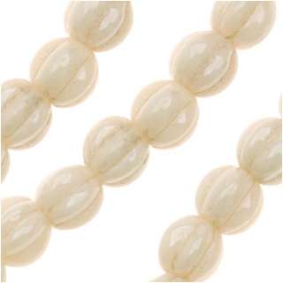 Czech Pressed Glass   Round Melon Beads 5mm Opaque Champagne Luster 