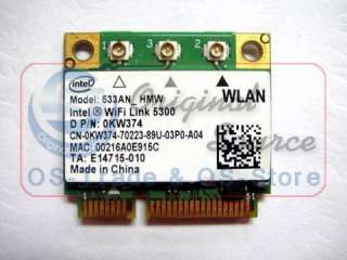 Intel 533AN 5300 Mini PCI E Half WLAN Card Dell KW374  