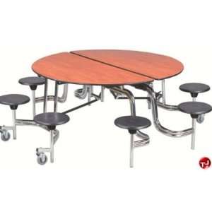   , 60 Round Mobile Stool Cafeteria Table, 8 Seats