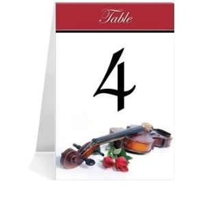   Table Number Cards   Violin Red Roses #1 Thru #16