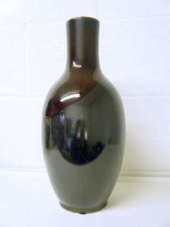 Large Hosley Pottery Vase Chocolate Hematite Color 14  