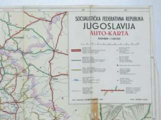 VINTAGE 1966 YUGOSLAVIAN SERBIAN ROAD MAP YUGOSLAVIA SERBIA AUTO KARTA 