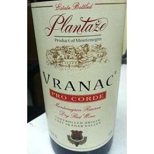  Plantaze Vranac Pro Corde Dry Red Wine 2007 750ML: Grocery 