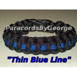     Size 9   POLICE: Thin Blue Line Survival Bracelet   550 paracord