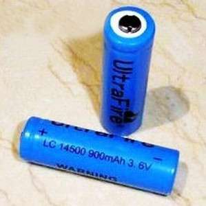 New 2PCS UltraFire 14500 AA 3.6V 900 mAh Lithium Rechargeable Battery 