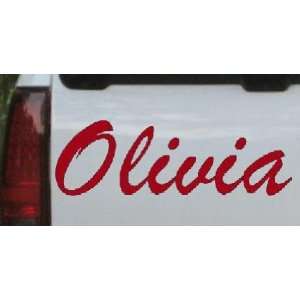 8in X 2.7in Red    Olivia Car Window Wall Laptop Decal 
