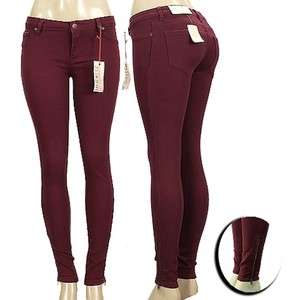Burgundy Forever 21 Skinny Jeans Jeggings Side Zippers Sexy Long 