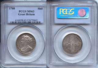 Great Britain 1708 Anne Shilling PCGS MS 63 Third Bust  